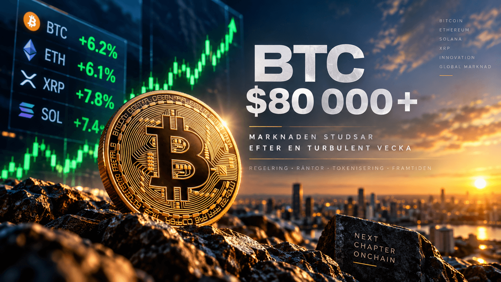 Bitcoin återhämtar sig över 80 000 dollar efter en turbulent vecka på kryptomarknaden